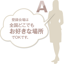 登録会場は全国どこでもお好きな場所でOKです。
