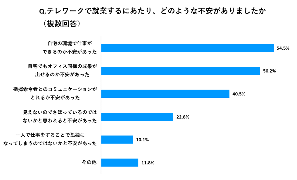 Q.テレワークで就業するにあたり、どのような不安がありましたか（複数回答）